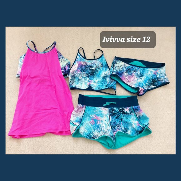 Ivivva Other - Ivivva Girl by Lululemon 🍋4 piece swimsuit bra shorts shorty set size 12